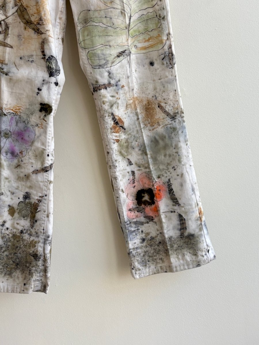 Orange, Violet & Olive Eco Printed & Hand Drawn Wide Leg Pants (Reworked) - Made X Hudson