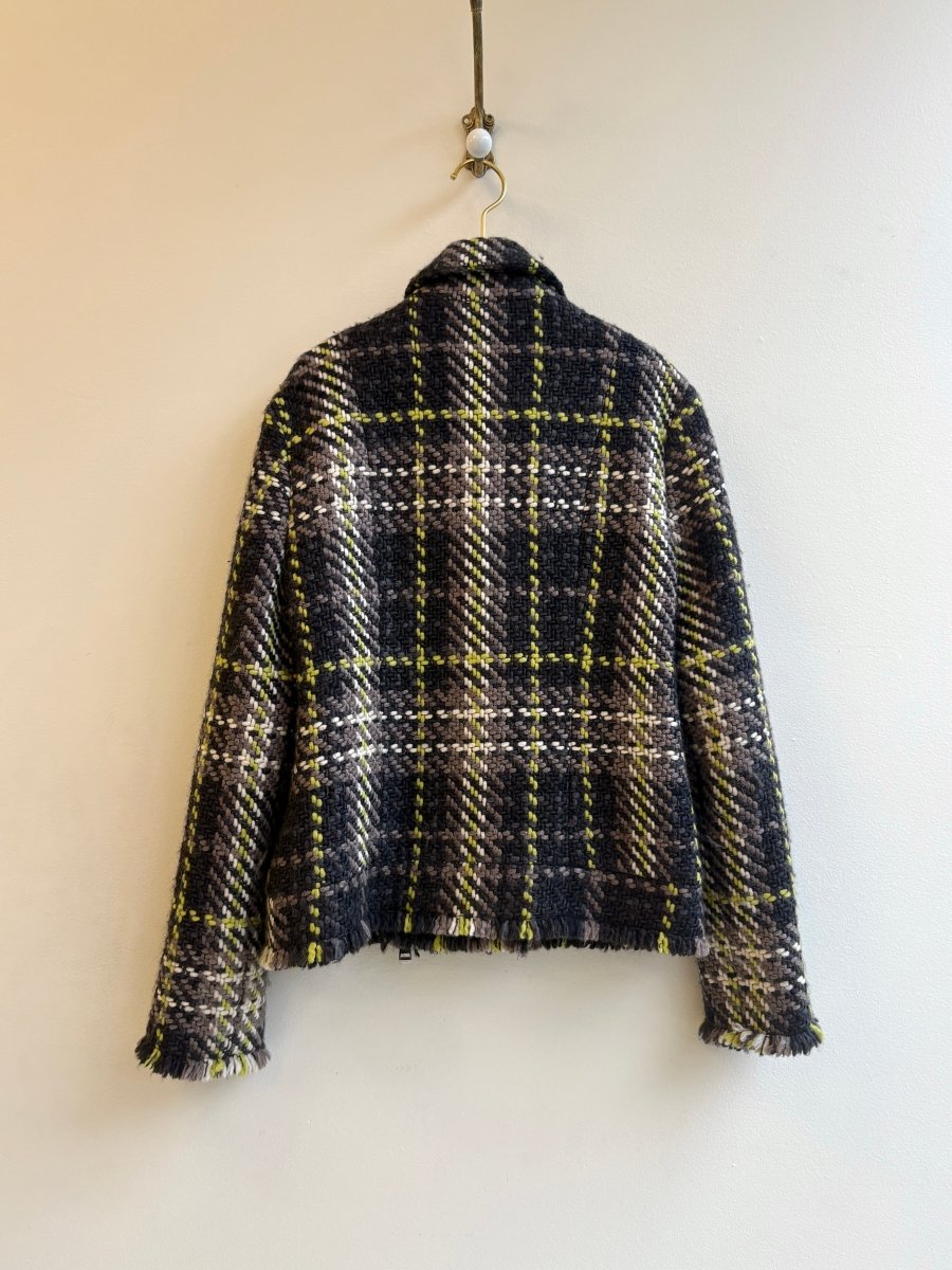 Ramy Brook | Greyscale Fringed Plaid Coat - Made X Hudson