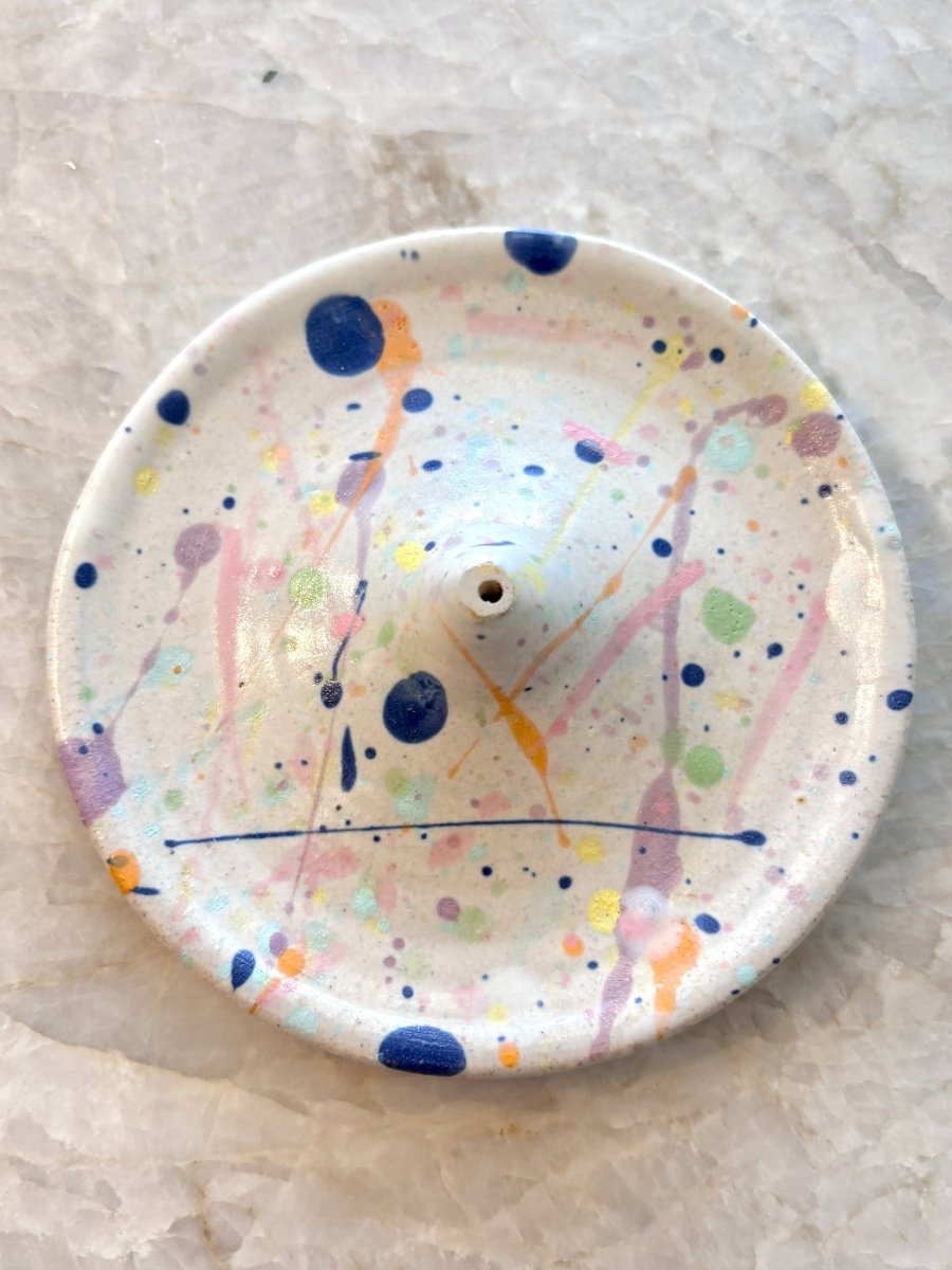 Matte Grey Splattered Incense Holder - Made X Hudson