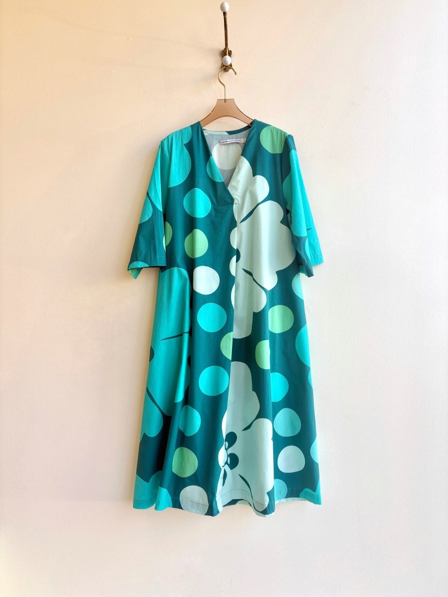 Blue, Teal, Lime Pareo Jumbo Floral Ocean Print “Emilie” Dress - Made X Hudson