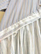 V - Line Shirtwaist Dress in White, Custard, & Baby Blue Stripe with Powder Blue & Ocher Stripe Short Sleeve (Reworked) - Made X Hudson