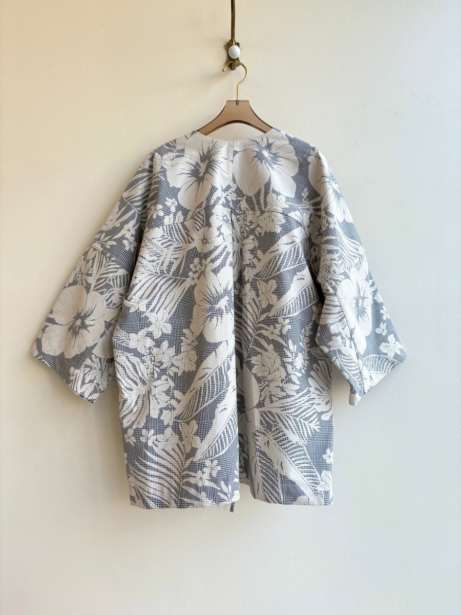 Grey & White Tropical Plaid Reversible Chore Jacket - Made X Hudson