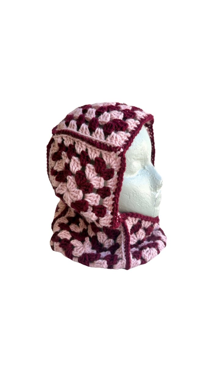 Maroon and Blush Hand Crochet Balaclava - Made X Hudson