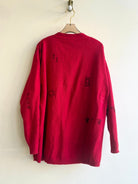 Chili Red Tiny Print Cotton Cardigan | Block Printed (Reworked) - Made X Hudson