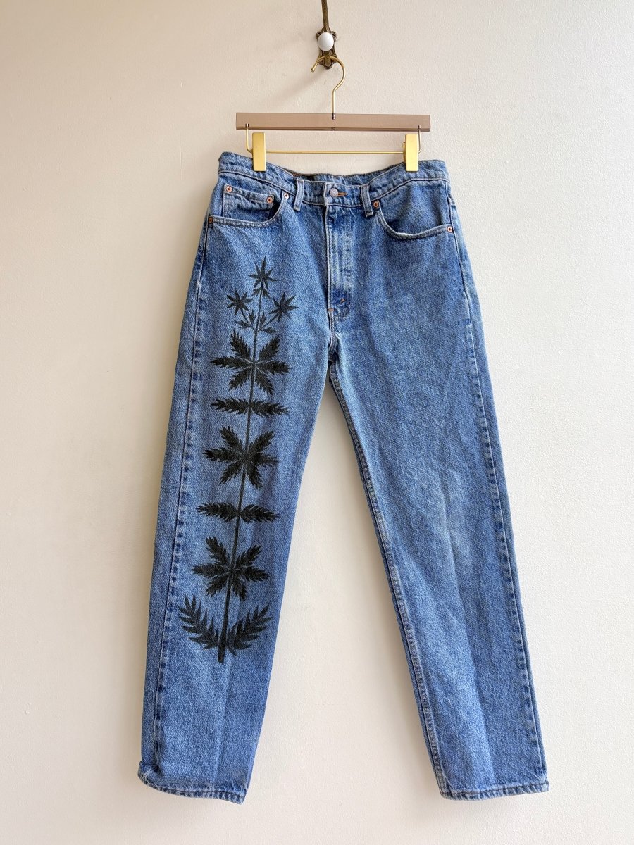 Spiked Floral Jeans Light Wash in Umber | Hand Painted (Reworked ...