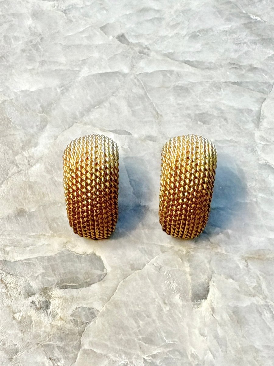 Cascading Braided Gold Tone Clip On Earrings (Vintage) - Made X Hudson