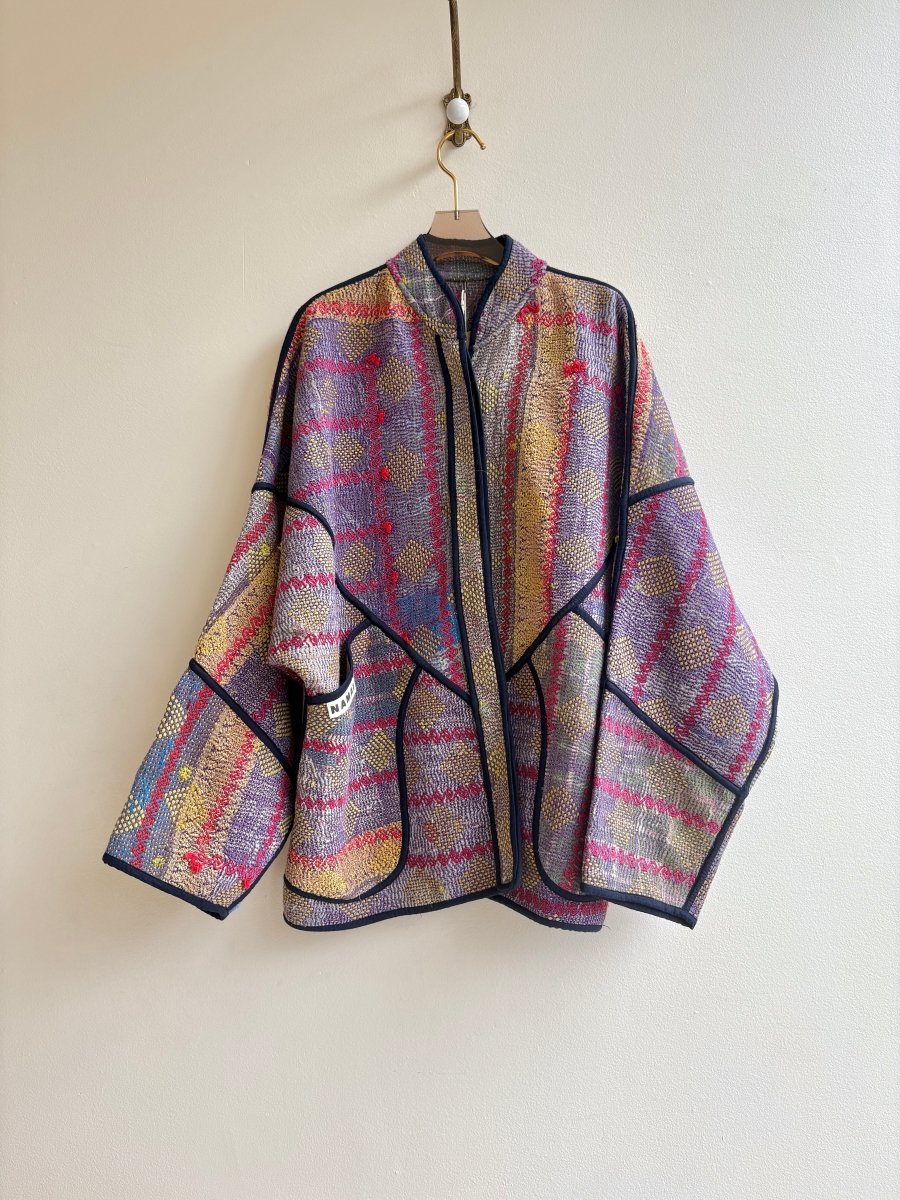 Reversible Ladhiya Quilted Jacket in Colors Red, Purple, Yellow, Green & Green, Grey, Blue, Yellow - Made X Hudson