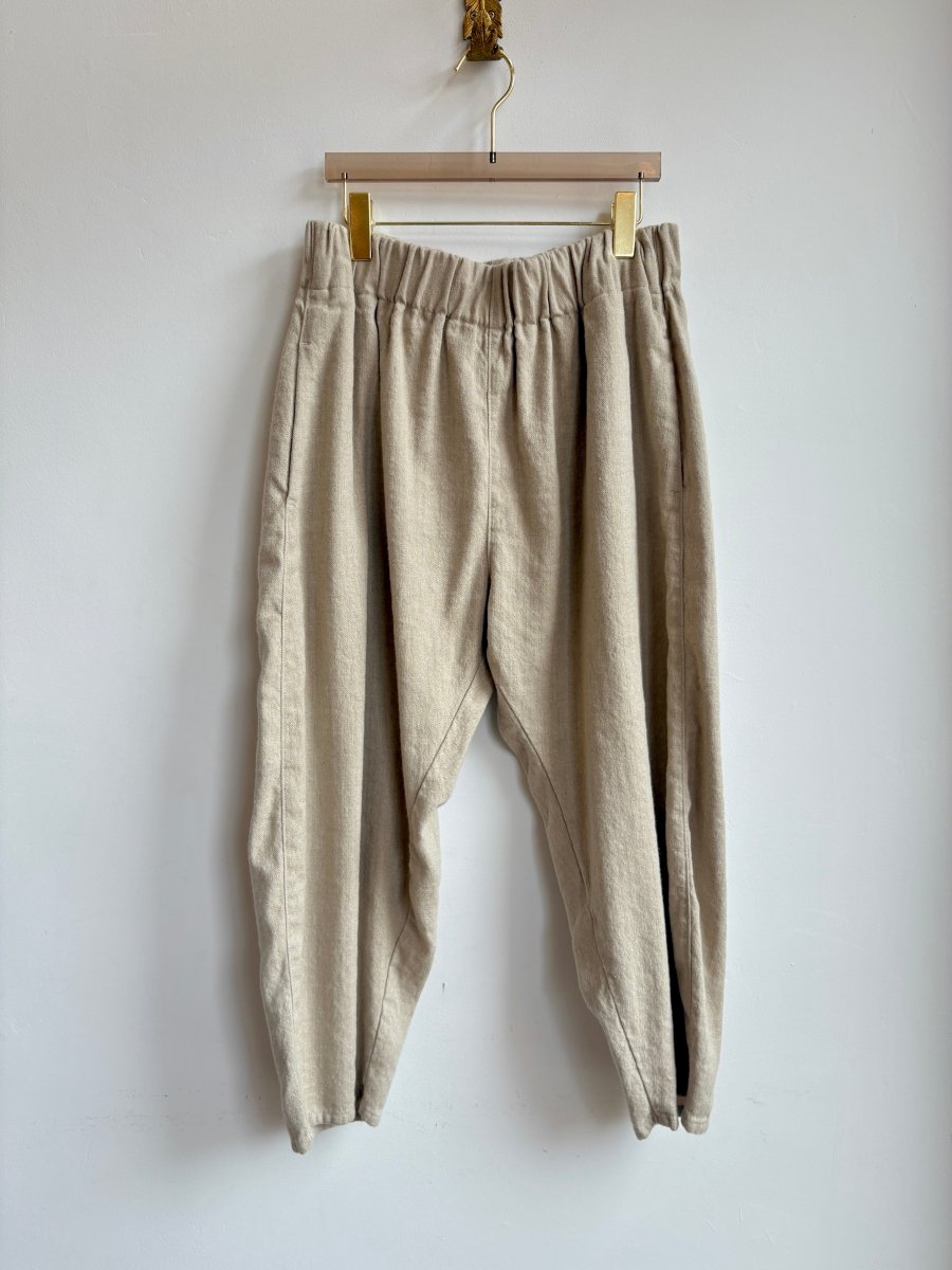 Khaki Herringbone Tweed Linen & Wool Studio Pant - Made X Hudson
