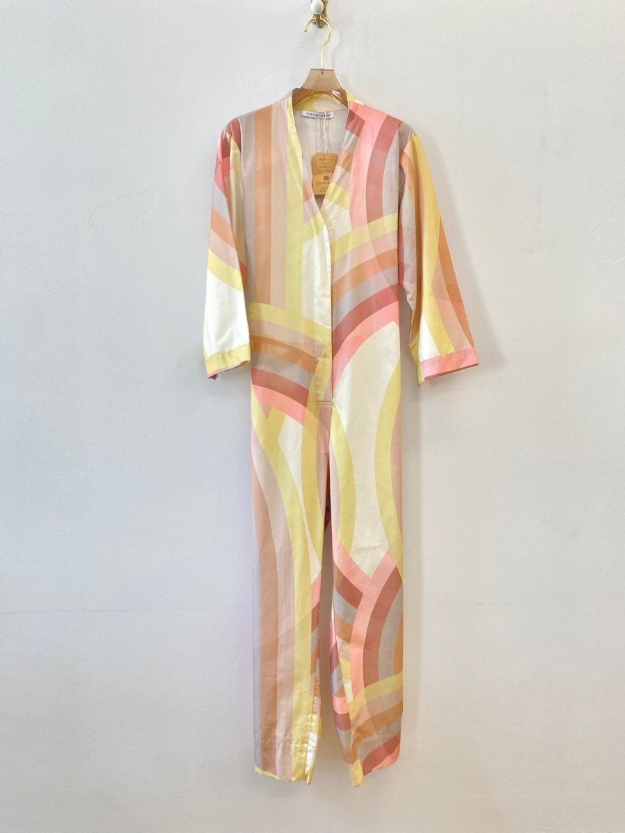 Pink Striped Jumpsuit w/ Tie Back - Made X Hudson