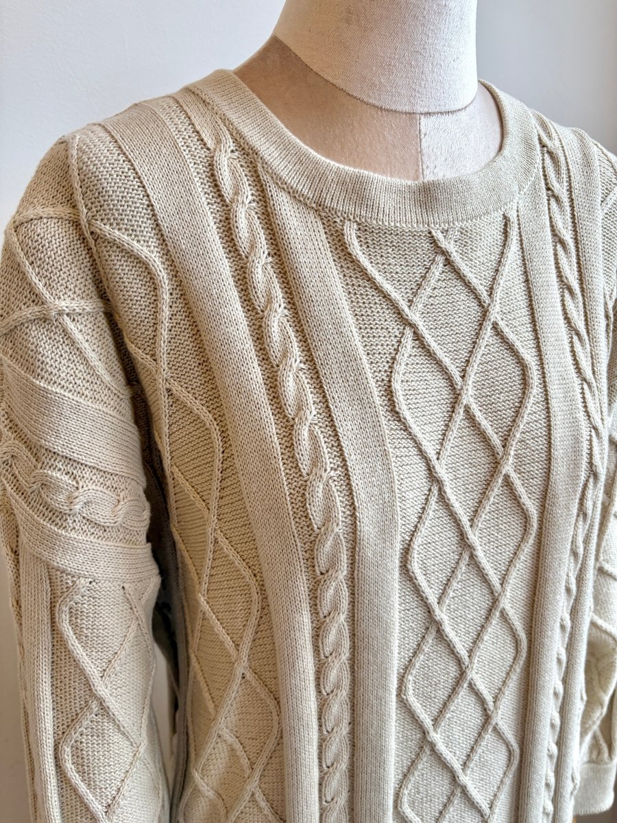 Oversized Cotton Cable Knit Sweater - Antique White - Made X Hudson