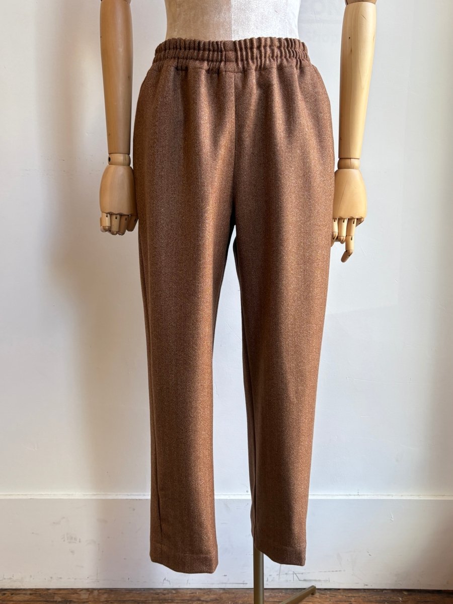 Caramel Herringbone Wool Blend Joggers - Made X Hudson