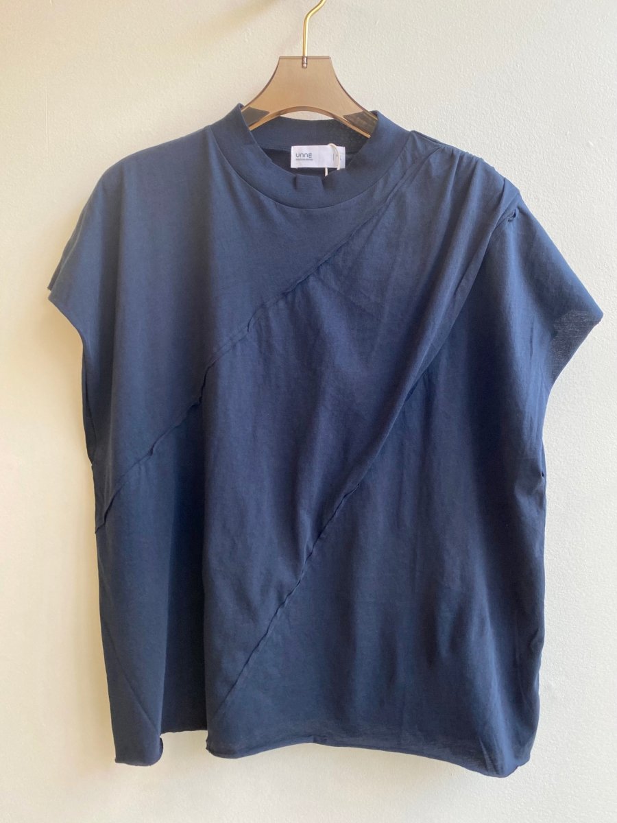 Sleeveless Tank w/ Draping (Navy) - Made X Hudson