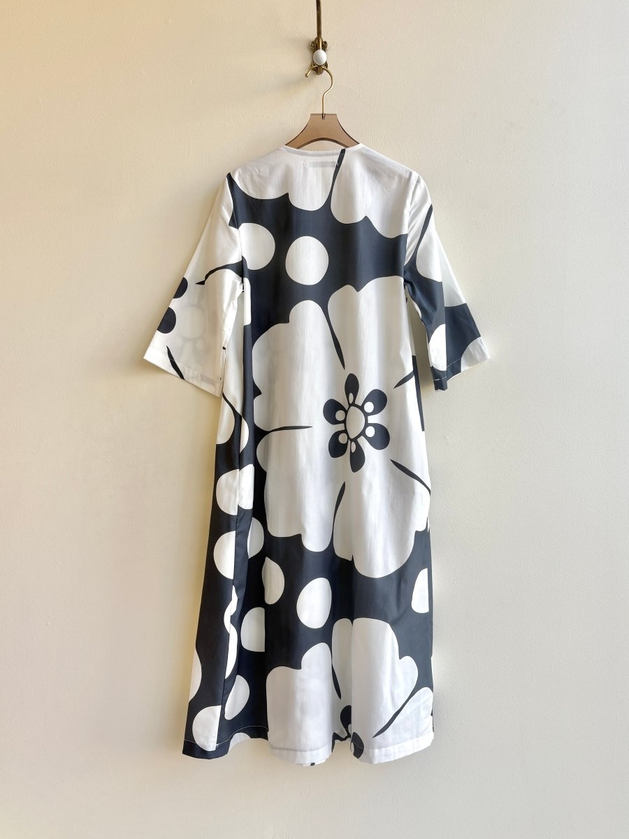 Blue & White Pareo Jumbo Floral Print “Emilie” Dress - Made X Hudson