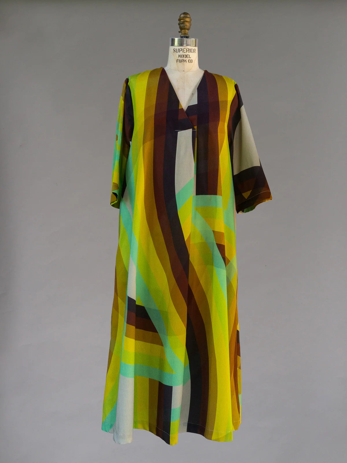 Black, Brown, Green, Yellow Rainbow Saturn “Emilie” Dress - Made X Hudson