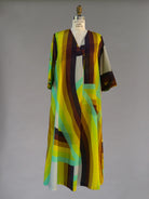 Black, Brown, Green, Yellow Rainbow Saturn “Emilie” Dress - Made X Hudson