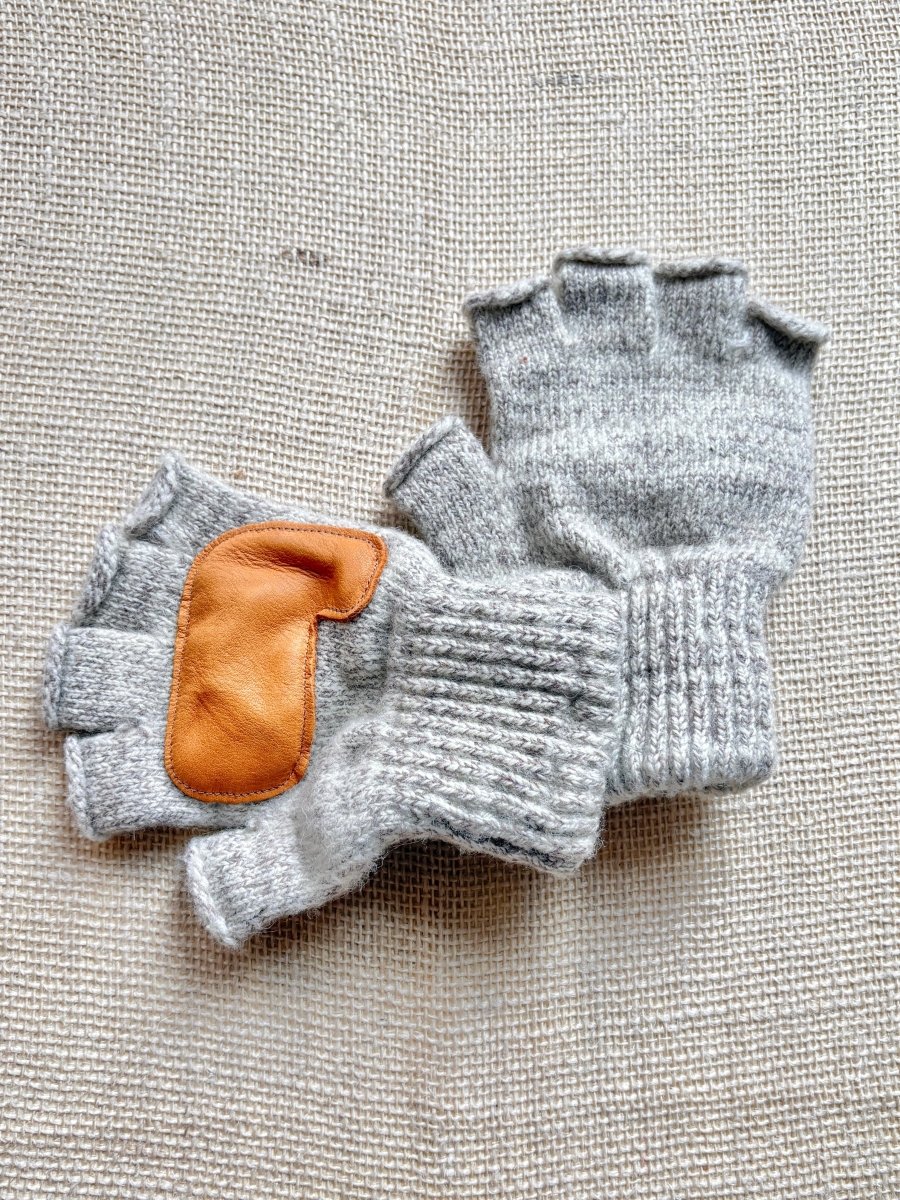 Fingerless Wool Gloves w/ Leather Palms | Womens One Size (Multiple Colors) - Made X Hudson