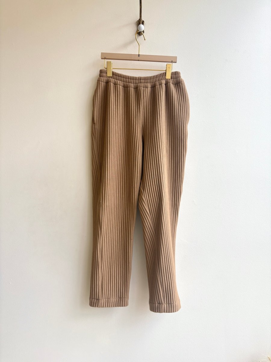 Camel Ribbed Knit Long Joggers - Made X Hudson