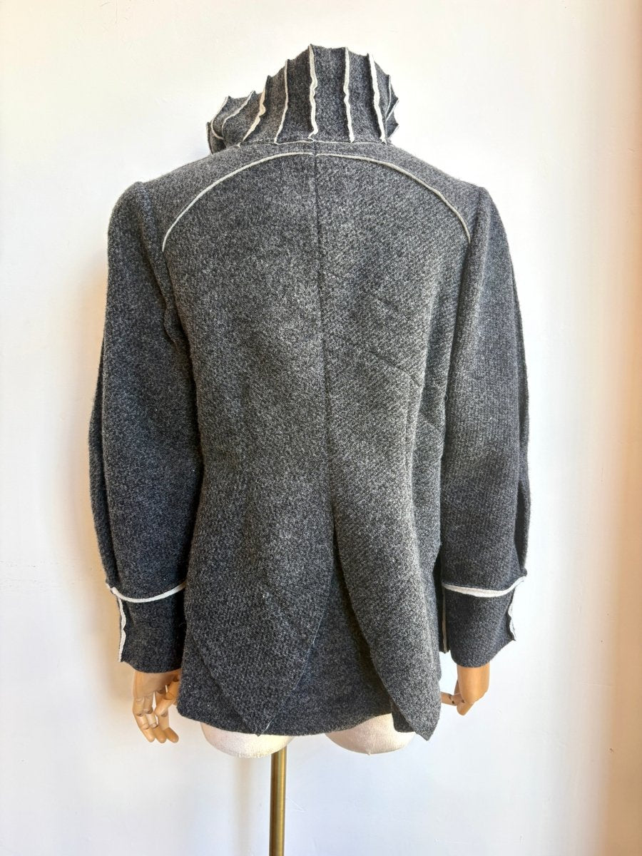 Vilma Mare | Heather Grey Wool Jacket with Pleated Collar (Vintage) - Made X Hudson