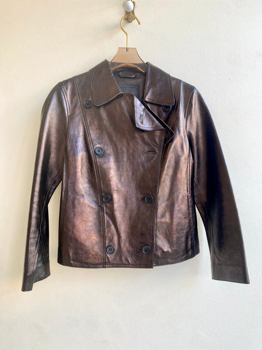 AllSaints | Rose Gold Lamb Leather Biker Jacket (Vintage)