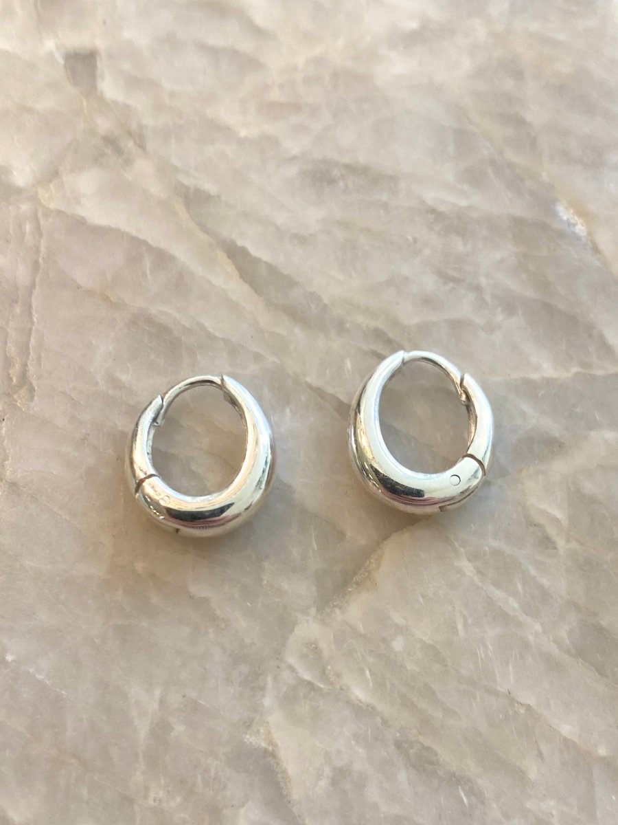 Sterling Silver Puffy Teardrop Hoops - Made X Hudson