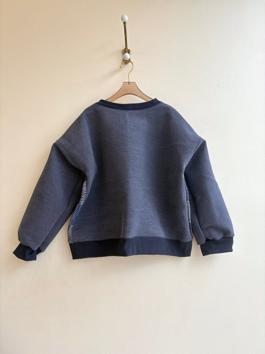 Navy Indigo Handwoven Double Quilted Sweater - Made X Hudson