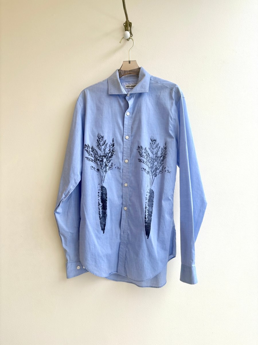 “Brady” Pale Blue Carrot Print Shirt (Reworked) - Made X Hudson