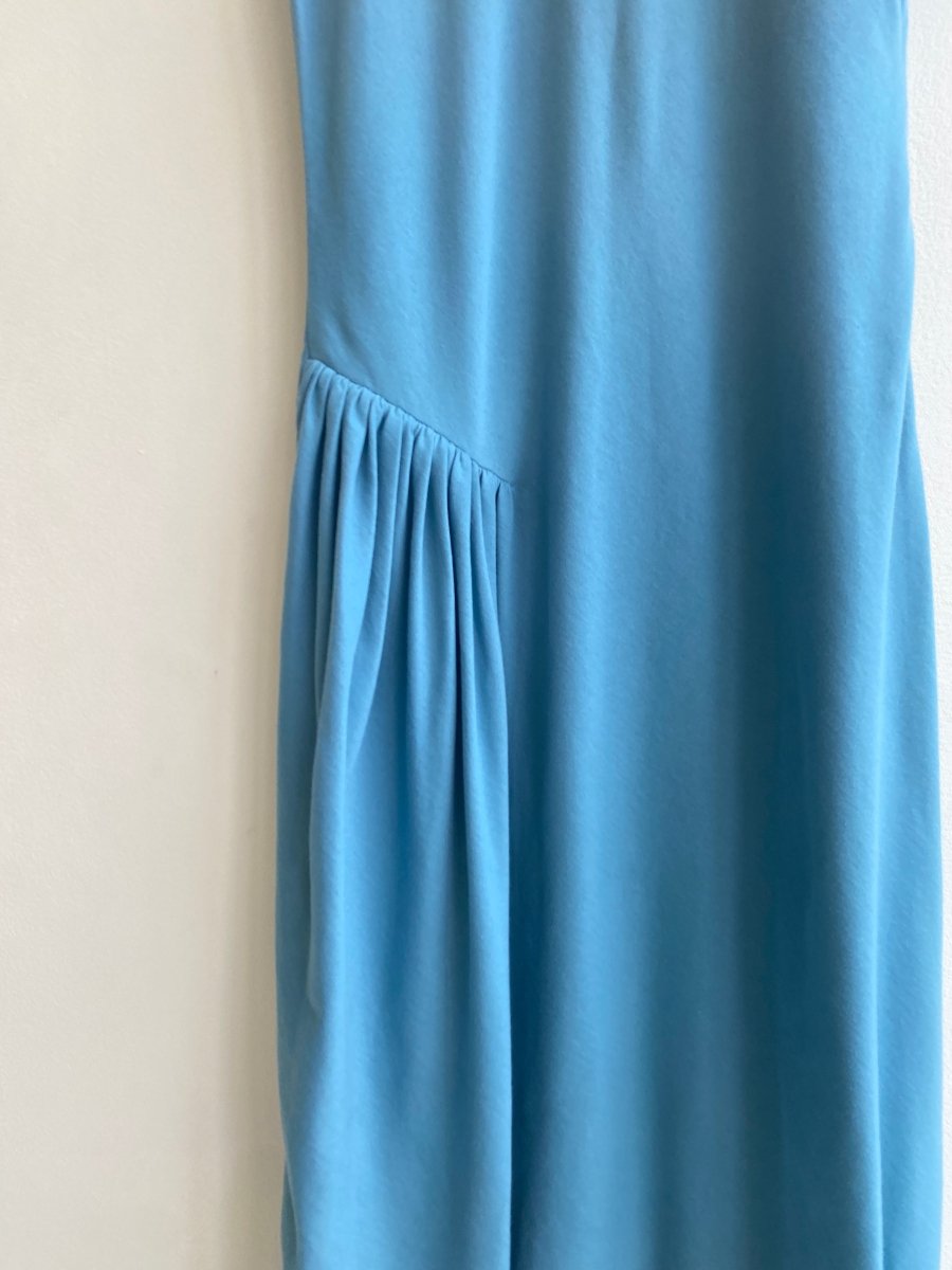 Marina Moscone | Blue Cowl Draped Gathered Side Dress (Vintage) - Made X Hudson