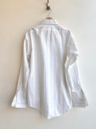 “Ruth” Cream, Tan, and Blue Stripe Carrot Print Shirt (Reworked) - Made X Hudson