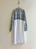 Empire Shirtwaist Dress in Forest Green & Navy Plaid & White (Reworked) - Made X Hudson