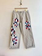 Ocean Waves Quilt Block Applique Chinos | Black, Burgundy, and Blue (Reworked) - Made X Hudson