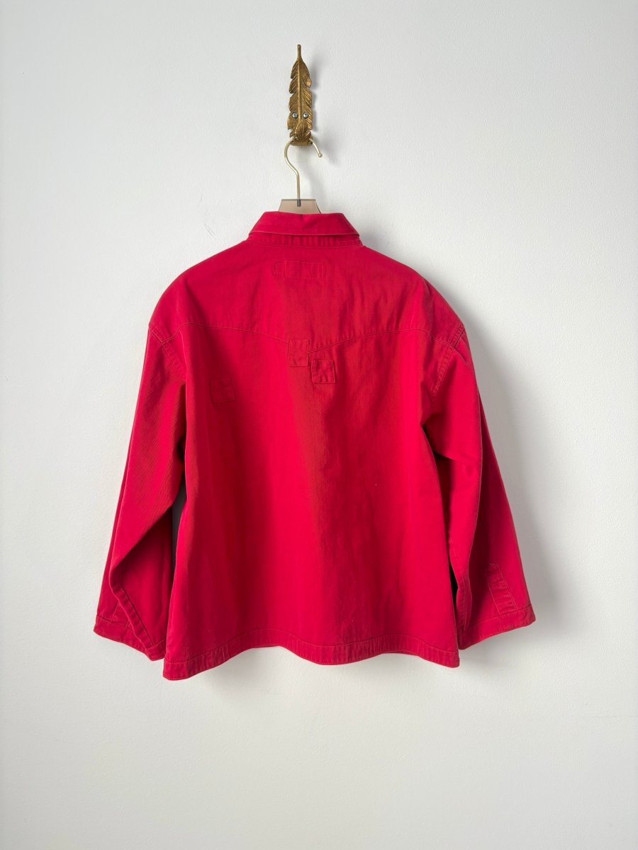 Crimson Cotton Shirtjacket Silver Snap Closure (Reworked) - Made X Hudson
