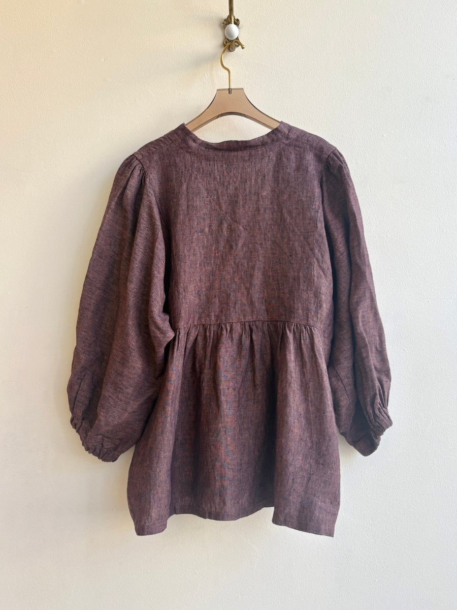 Plum Zero - Waste Button - Front Blouse w/ Gathered Peplum - Made X Hudson
