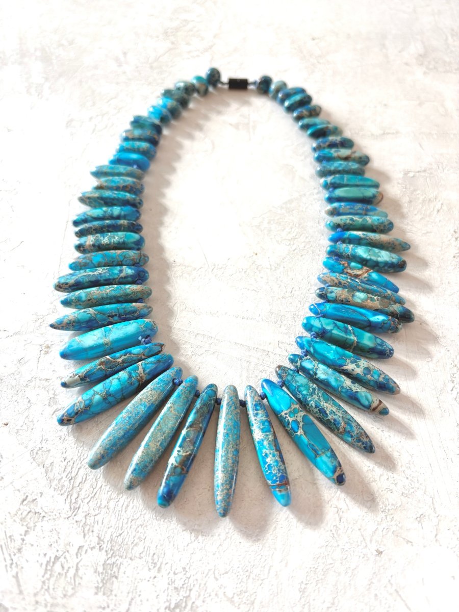 Pressed Sea Jasper Cleopatra Necklace (Vintage) - Made X Hudson