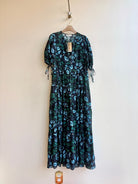 Ulla Johnson | Dark Blue Shibori Tile Sheer Maxi Dress (Vintage) - Made X Hudson