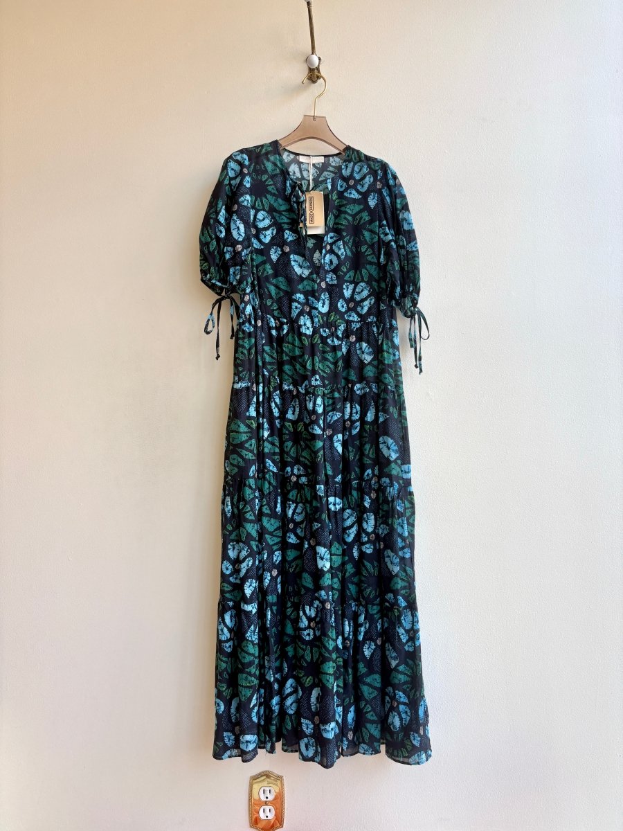 Ulla Johnson | Dark Blue Shibori Tile Sheer Maxi Dress (Vintage) - Made X Hudson