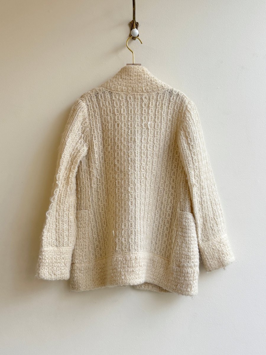 Ivory Wool Shawl - Collar Cardigan (Vintage) - Made X Hudson