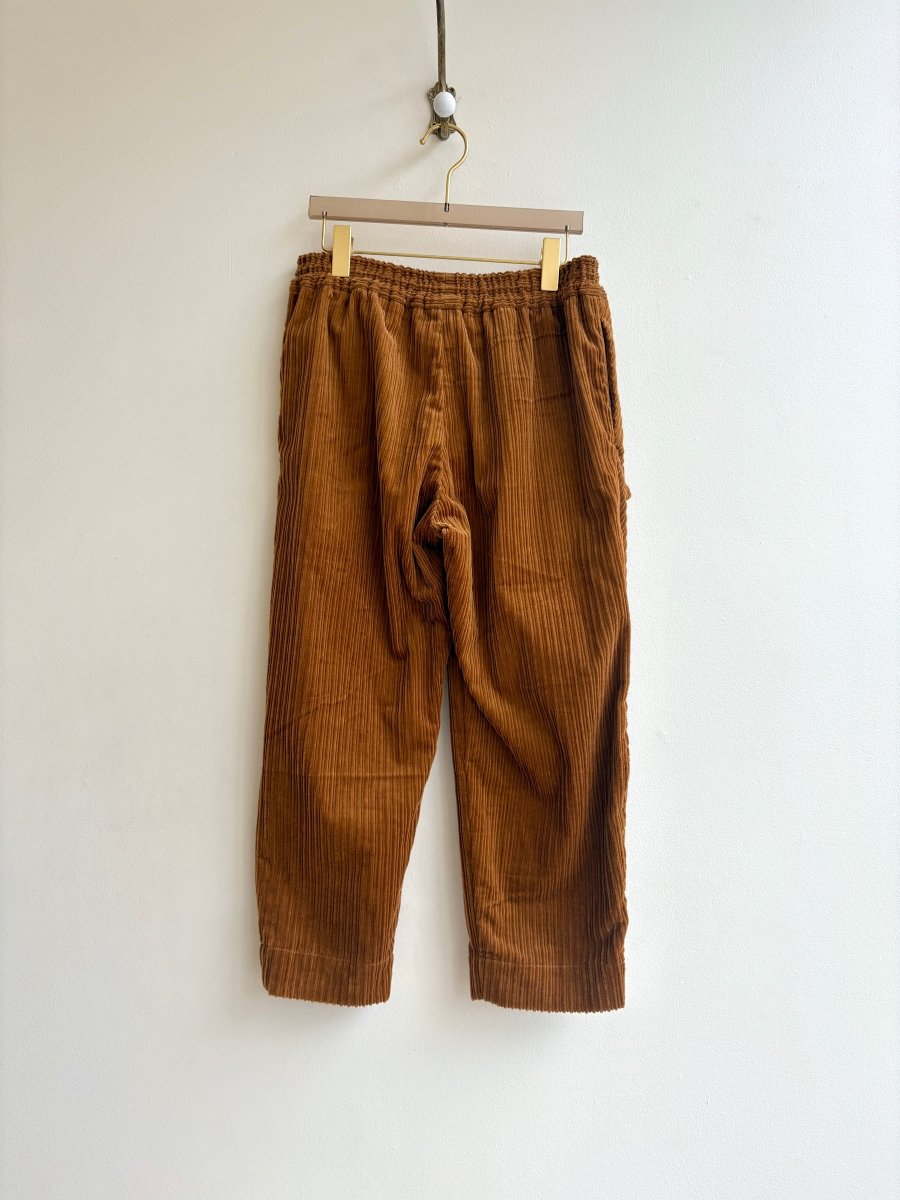 Coffee Corduroy Draped Cropped Jogger Pants w/ Patch Pocket - Made X Hudson