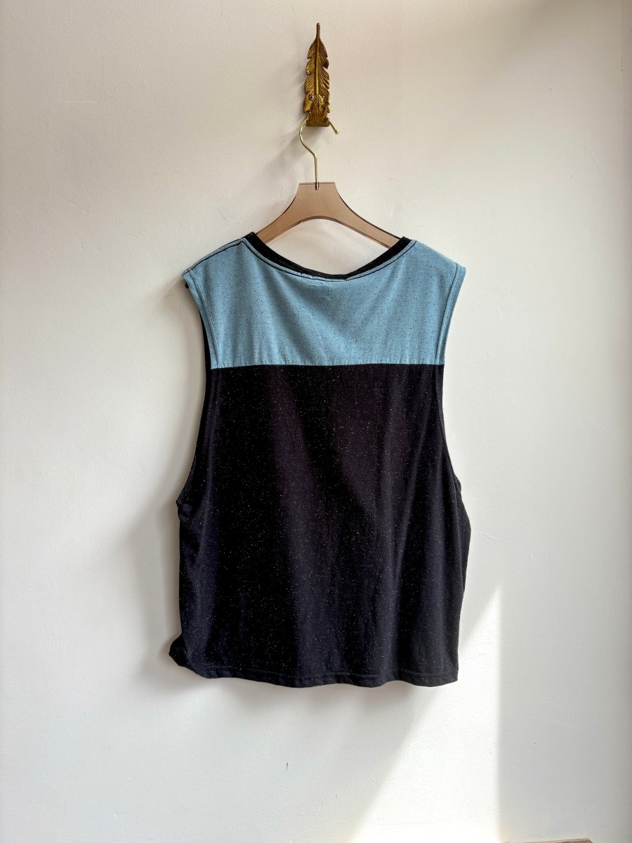 Cropped Grey & Sky Blue Sleeveless Tee (Reworked) - Made X Hudson