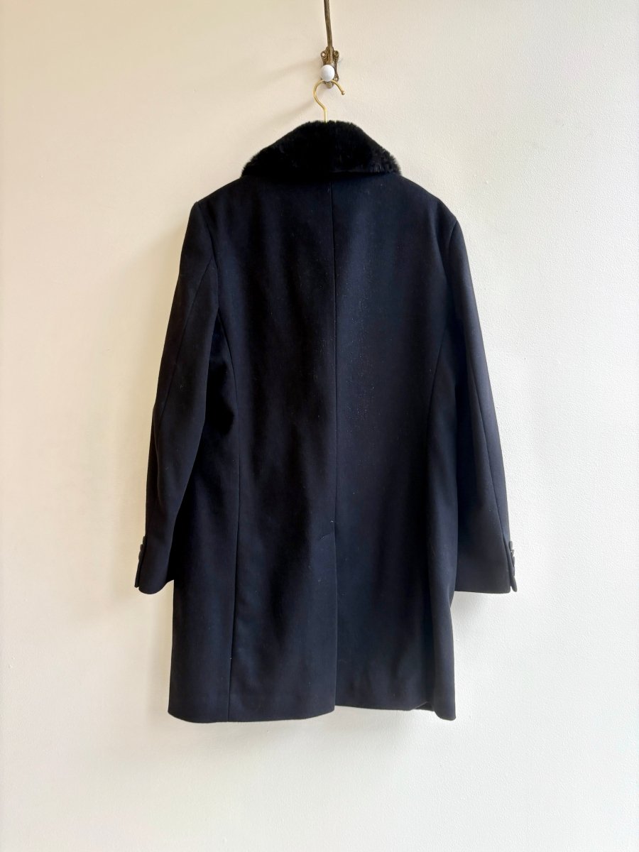Reiss | Midnight Wool Cashmere and Faux Fur Coat (Vintage) - Made X Hudson