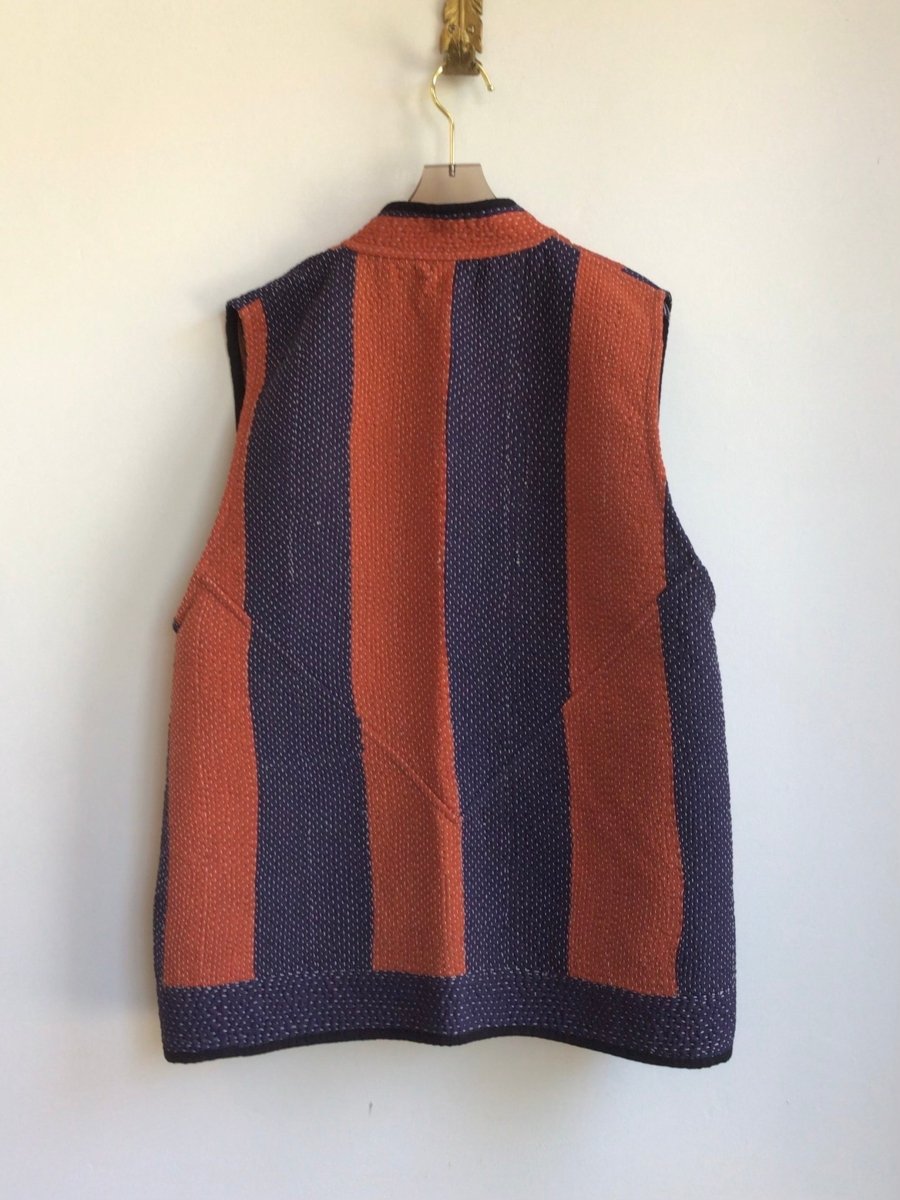 Reversible Ladhiya Quilted Vest in Colors Purple, Orange & Sky Blue, Peach, Tan, Yellow - Made X Hudson