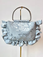 Icy Blue Rose Jacquard Minnie Ruffle Bag - Made X Hudson