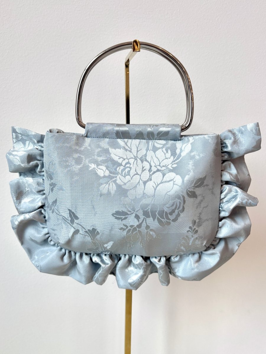 Icy Blue Rose Jacquard Minnie Ruffle Bag - Made X Hudson