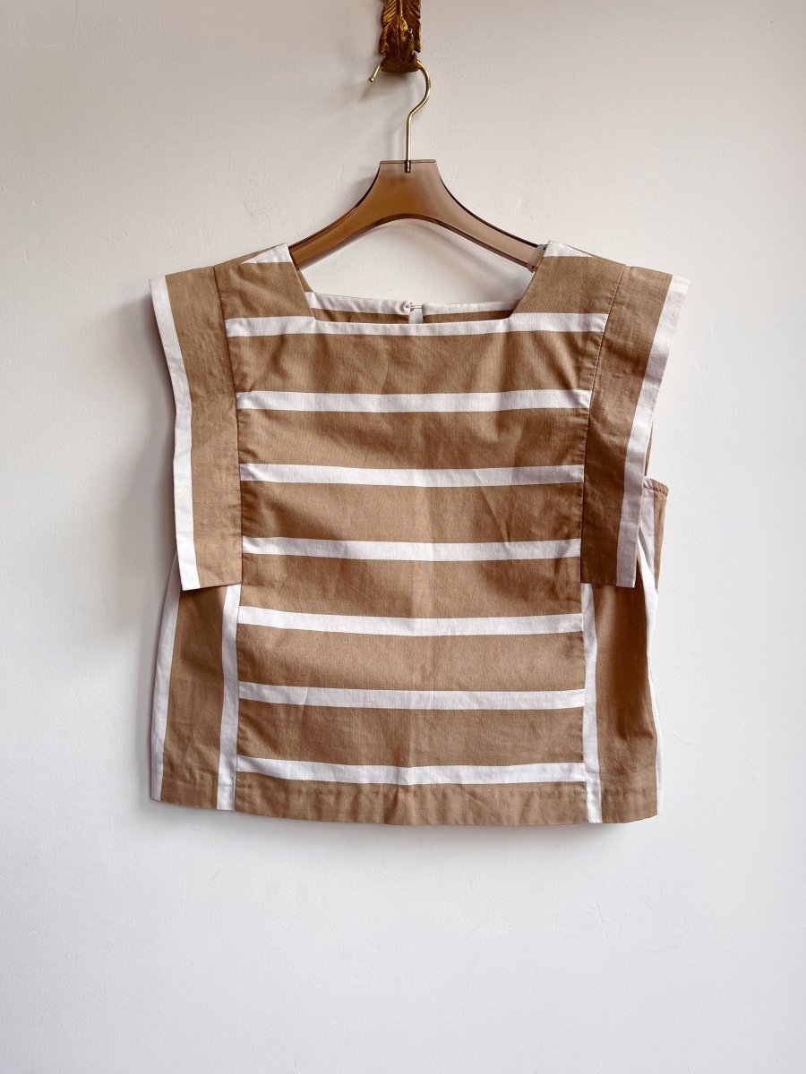 Patty O’Neil | Sleeveless Khaki Striped Top (Vintage) - Made X Hudson