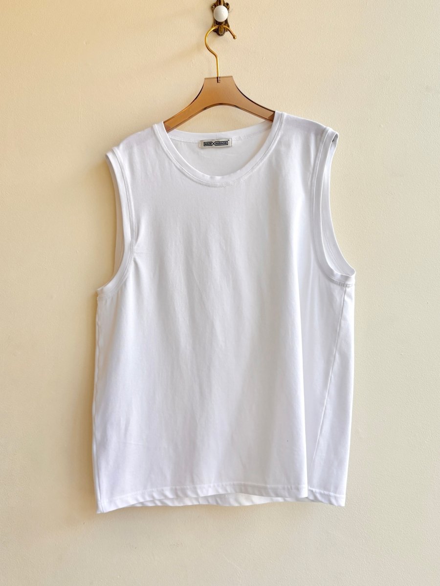 Muscle Tee in White Cotton - Made X Hudson