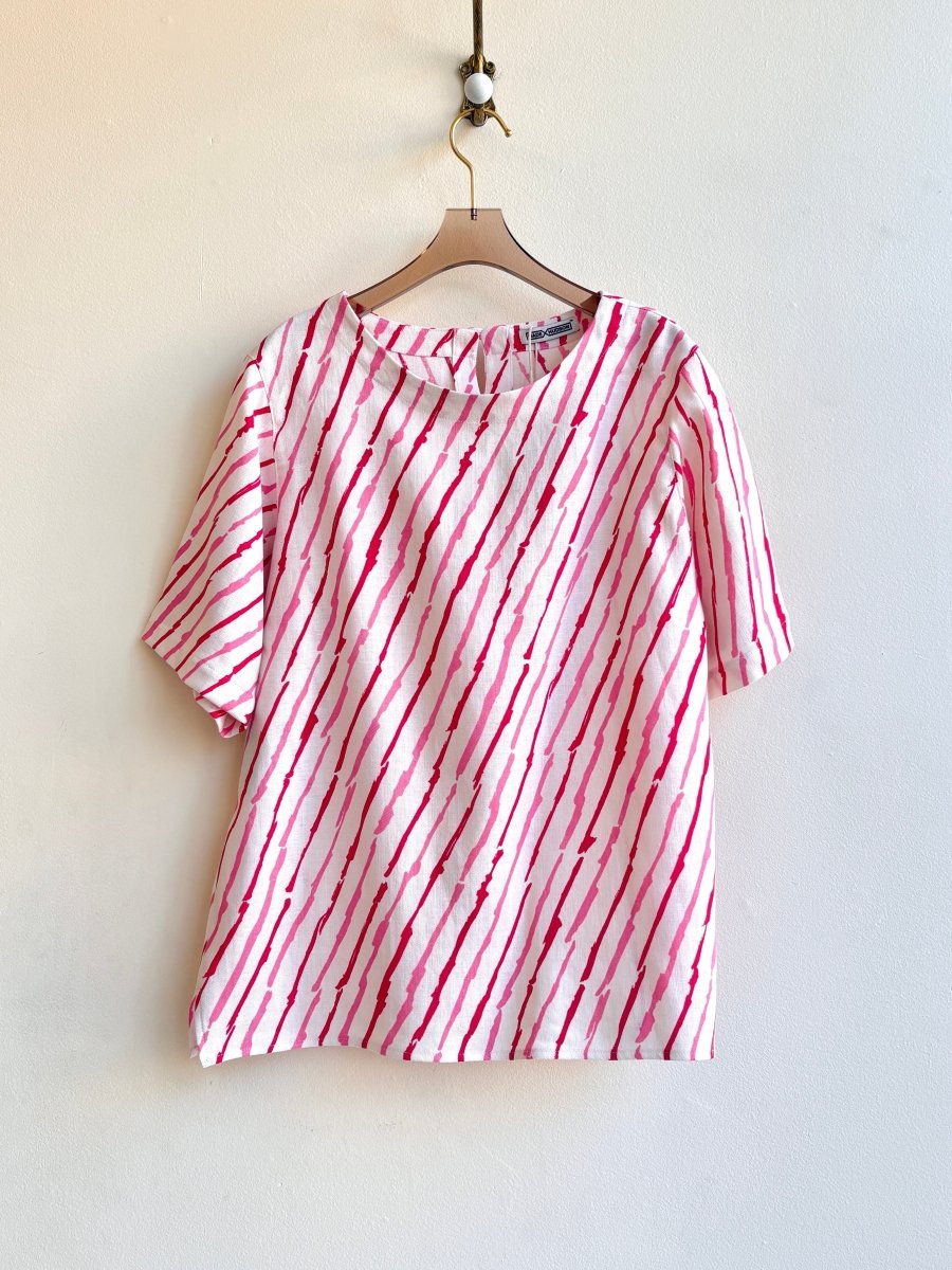 Bubble Gum Pink & Cherry Stripe Everyday Top - Made X Hudson
