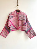 Reversible Kaira Quilted Cropped Jacket in Colors Blush Pink, Hot Pink, Dusty Purple, Ruby & Light Peach, Grey, Teal, Pink - Made X Hudson