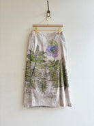 Canvas Eco - Printed & Hand Drawn Wrap Skirt w/ Purple & Blue Flowers (Reworked) - Made X Hudson