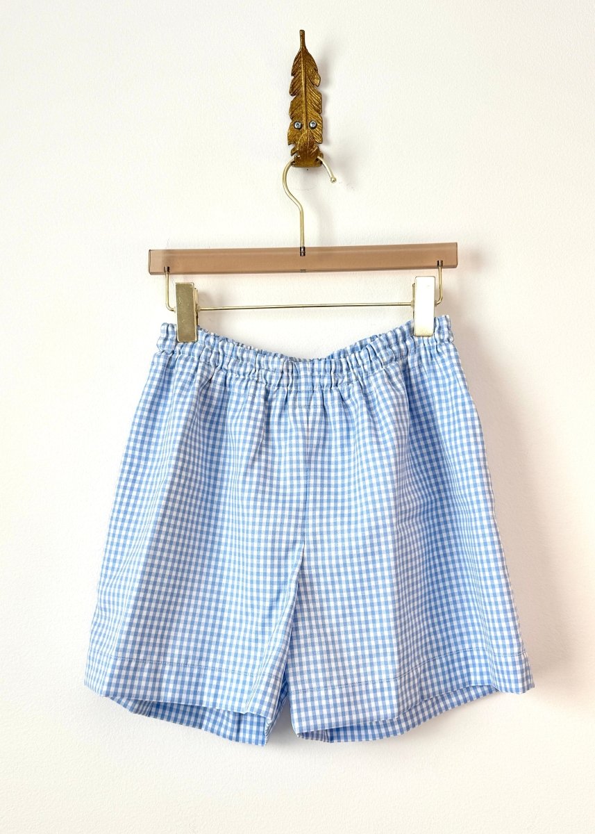 Baby Blue Gingham Town Shorts - Made X Hudson