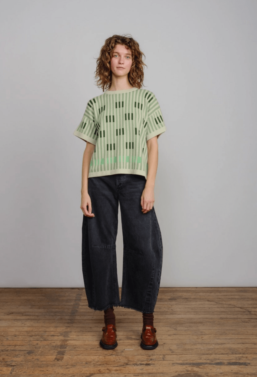 Bauhaus Short Sleeve Sweater Tee in Chloris - Made X Hudson