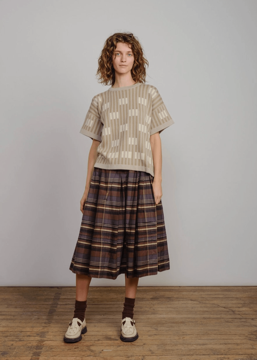 Bauhaus Short Sleeve Sweater Tee in Mist - Made X Hudson